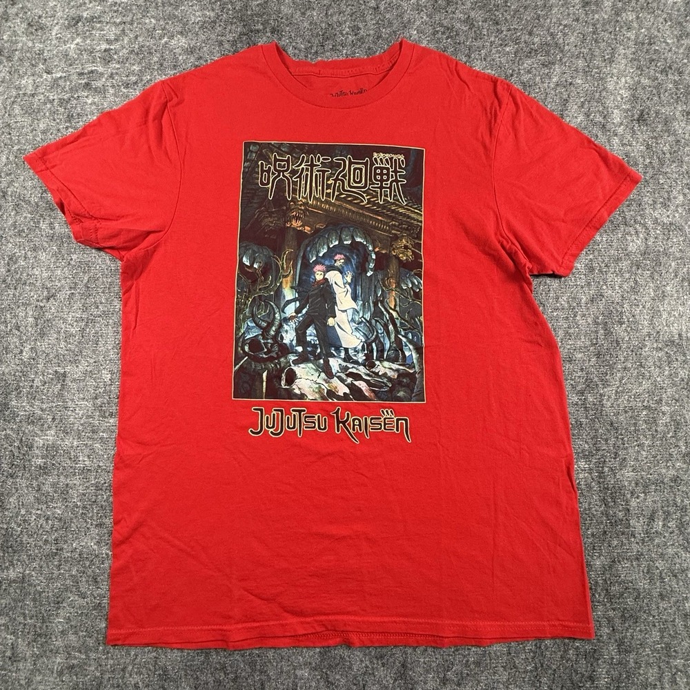 Jujutsu Kaisen T-Shirt Mens L Red Crunchyroll Anime Graphic Short Sleeve Modern⁠